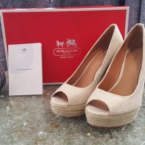 Coach Milan Met Linen Canvas Wedges